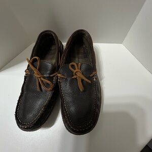 L.L.Bean men’s hand sewn flannel lined leather slippers size 8